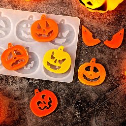 Белый Хэллоуин тыквы силиконовые подвесные формы, формы для литья смолы, для уф-смолы, изготовление изделий из эпоксидной смолы, белые, 84x125x5 мм, отверстие : 2 мм, внутренний диаметр: 35x35 мм