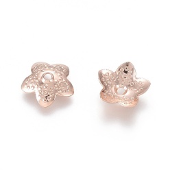 Rose Gold 201 Stainless Steel Bead Caps, Star, Five-Petal, Rose Gold, 10x10.5x2.5mm, Hole: 1.2mm
