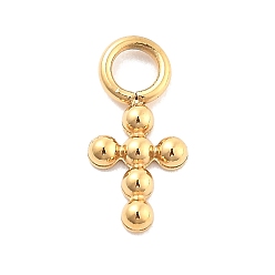 Настоящее золото 14K Ионное покрытие (ip) 304 брелоки из нержавеющей стали, крест очарование, реальный 14 k позолоченный, 11x5.5x1.2 мм, отверстие : 2.5 мм
