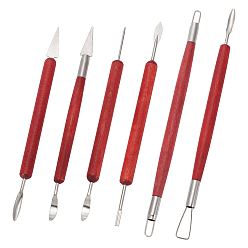 Коричневый 6шт. железный инструмент для скульптуры, с деревянной ручкой, для гончарной глины, коричневые, 158x9 мм