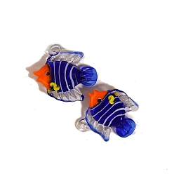 Королевский синий Подвески лэмпворк ручной работы, рыба, королевский синий, 39x42 мм