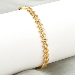 Rhombus 304 женские шарнирные браслеты из нержавеющей стали, со стразами, ионное покрытие (ip), ромб, 1/4 дюйм (0.6 см), внутренний диаметр: 2-3/8x2 дюйм (5.95x5.1 см)