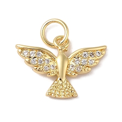 Настоящее золото 18K Подвески из латуни и кубического циркония, без кадмия и без свинца, долговечный, птичка, с целью перехода в кольце, реальный 18 k позолоченный, 11x16x2 мм, отверстие : 5 мм