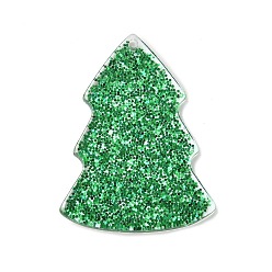 Зеленый Акриловый кабошоны, рождественская елка, зелёные, 35.5x27x2~2.5 мм