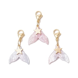 Золотой Подвеска из смолы в виде хвоста русалки, 304 застежки-клешни из нержавеющей стали и подвески-звездочки для украшения сумок, золотые, 35 мм