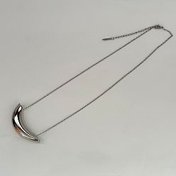 Plata 304 collares con colgante de acero inoxidable para mujer, luna creciente, plata, 17.72 pulgada (45 cm)