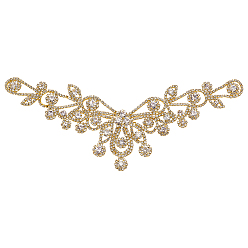 Золотой Украшение для воротника из стеклянных страз, для аксессуаров для одежды, золотые, 125x230x7 мм