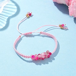 Натуральный Агат Плетеные браслеты из бусин натурального окрашенного агата, плетеные браслеты из нейлоновой нити для женщин, внутренний диаметр: 1-7/8~3-1/8 дюйм (4.9 см)