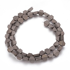 Copper Plated Electroplated Non-magnetic Synthetic Hematite Beads Strands, Frosted, Trapezoid, Copper Plated, 8x8x4mm, Hole: 1mm, about 52pcs/strand, 16.14 inch(41cm)