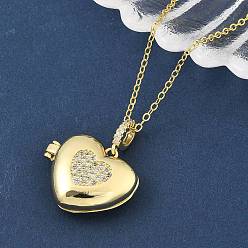 Сердце Латунные микропаве прозрачные кубические цирконии сердце медальон кулон ожерелья для женщин, реальный 18 k позолоченный, сердце, 17.60 дюйм (44.7 см)