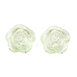 Зелено-Желтый Прозрачные акриловые бусины, роза, зеленый желтый, 17.5x18x6.5 мм, отверстие : 1.6 мм