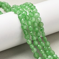 Зеленый лайм Природные окрашенные белого нефрита нитей бисера, граненый квадратный разрез, плоско-круглые, зеленый лайм, 6~7.5x4 мм, отверстие : 1 мм, около 64~66 шт / нитка, 15.16~15.63 дюйм (38.5~39.7 см)
