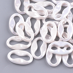 Seashell Color Acrylic Imitation Pearl Linking Rings, AB Color, Oval, Seashell Color, 34x21x5mm