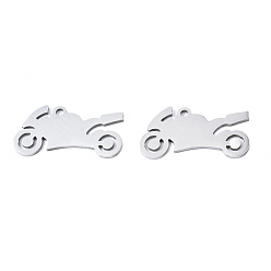Stainless Steel Color Non-Tarnish 201 Stainless Steel Pendants, Laser Cut, Motorbike, Stainless Steel Color, 11x21x1mm, Hole: 1.4mm