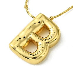 Letter B Ion Plating(IP) Initial Letter 304 Stainless Steel Pendant Necklaces, Real 18K Gold Plated, Letter B, 15.91 inch(40.4cm), pendant: 22x16mm