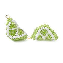 Лимон Подвески в виде фруктов из стеклянных бусин, с 304 кольцами из нержавеющей стали, реальный 18 k позолоченный, лимон, 23x16.5x13.5 мм, отверстие : 3 мм