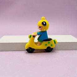 Золотистый Пластиковые подвески из пвх, человек с мотоциклом, золотые, 53x57x16 мм