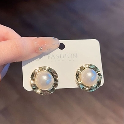 Круглые Женские серьги с искусственным жемчугом, с 925 стерлинговым серебром, круглые, 24x10 мм