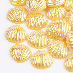 Золотистый Кабошоны из смолы, AB цвет, оболочка, золотые, 21x19x6 мм