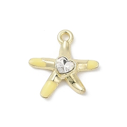 Champagne Gold Подвески со стразами из сплава эмали, без кадмия, без никеля и без свинца, морская звезда, золотые, шампанское золото, 14.5x14x3.5 мм, отверстие : 1.5 мм