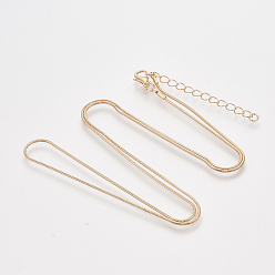 Light Gold Латунь круглый змея цепи ожерелье решений, с карабин-лобстерами , золотой свет, 24.4 дюйм (62.2 см), 1.2 мм