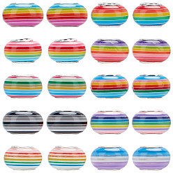 (52) Непрозрачная лаванда 100 шт 10 цвета смолы европейские бусины, бусины с большим отверстием, с посеребренной латуни двойные сердечники, рондель, разноцветные, 14x8~8.5 мм, отверстие : 5 мм