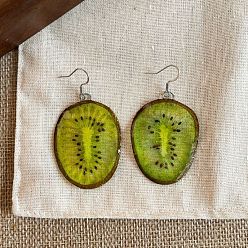 Kiwi Fruit 304 Подвески из нержавеющей стали и эпоксидной смолы для женщин, цвет нержавеющей стали, киви, 50 мм