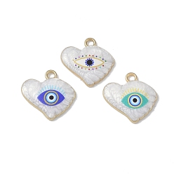 Mixed Color Rack Plating Alloy Enamel Pendants, with Resin, Heart with Evil Eye Charm, Cadmium Free & Nickel Free & Lead Free, Mixed Color, 18x18.5x3mm, Hole: 2mm