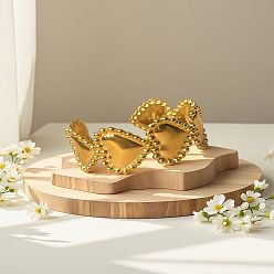 Сердце Морские 304 браслеты-манжеты из нержавеющей стали для женщин, золотые, сердце, внутренний диаметр: 2-1/2 дюйм (6.2 см)