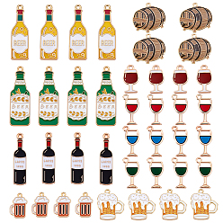 (52) Непрозрачная лаванда 40 шт 10 стили подвески из сплава эмали, подвеска в виде бутылки вина, пивной бочки и бутылки красного вина, разноцветные, 19~37x8~25x1.5 мм, отверстие : 1.6 мм, 4 шт / стиль