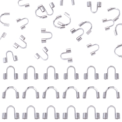 Stainless Steel Color 150Pcs 3 Styles 304 Surgical Stainless Steel Wire Guardian and Protectors, Stainless Steel Color, 4.5~5x5.5~6.7x1.4~2mm, Hole: 0.8~1mm, 50pcs/style