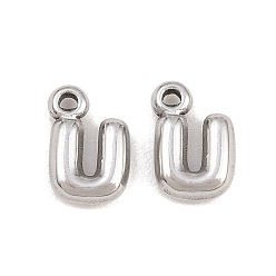Letter U 304 подвески из нержавеющей стали, письмо амулеты, Буква U, 9.5~10x2.5~9x2.5 мм, отверстие : 1.2 мм