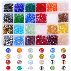 (52) Непрозрачная лаванда 4800шт 24 цвета прозрачные гальванические стеклянные бусины, граненые, двухконусные, разноцветные, 2.9~3.3x2.5 мм, отверстие : 0.7 мм, 200 шт / цвет