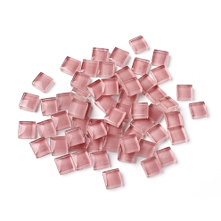 Pale Violet Red Mosaic Glass Tiles, Stained Square Pieces, for Home Decoration or DIY Crafts, Pale Violet Red, 9.5x9.5x4~4.5mm, about 300pcs/bag