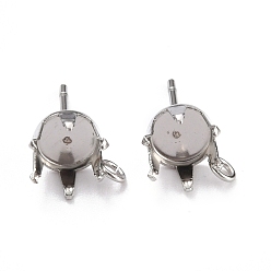 Stainless Steel Color Non-Tarnish 304 Stainless Steel Stud Earring Settings, Prong Earring Settings, with Loop, Flat Round, Stainless Steel Color, Fit for 8mm Rhinestone, 10x7mm, Hole: 1.8mm, Pin: 0.8mm