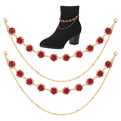 Красный Сплав с пластиковым жемчугом и латунными цепочками для ремней безопасности, Сплав с застежками когтя омара, красные, 270 мм