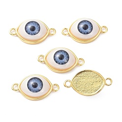 Стально-синий Соединители из латунной смолы, долговечный, реальный 18 k позолоченный, злые глаза, стальной синий, 11.5x21x6.5 мм, отверстие : 1.8 мм
