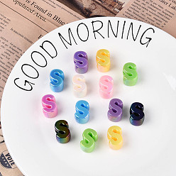 Letter S УФ-покрытие непрозрачные акриловые европейские бусины, бусины с большим отверстием, разноцветные, Письмо с, 20x14.5x13.5 мм, отверстие : 6 мм