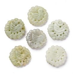 Птица Резные подвески из натурального нефрита сюянь, плоские круглые прелести, птица, 29~30x29~30x5~6.5 мм