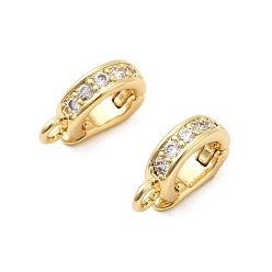 Настоящее золото 18K Латунные микро проложить четкие кубического циркония кулон поручительств, реальный 18 k позолоченный, 10x3x7 мм, отверстие : 1.2 мм