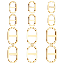 Real 14K Gold Plated 12Pcs 2 Styles 304 Stainless Steel Connector Charms, Oval, Real 14K Gold Plated, 9.5~11x7~9.5x1~2mm, Hole: 5~6x3.5~7mm, 6pcs/style