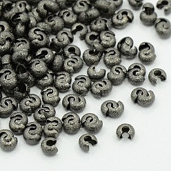 Черный Цвет Металла Латуни обжимной шарики охватывает, металлический черный , 4 мм диаметром, отверстие : 2 мм