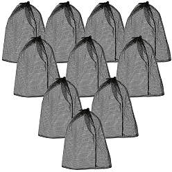 Черный Подарочные пакеты из полиэстера с прямоугольной сеткой, ювелирные изделия сумки на шнурке, для свадебной вечеринки мешки для упаковки конфет, чёрные, 46x36x0.35 см