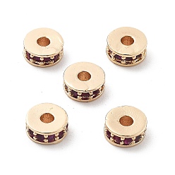 Light Gold Латунные микро проложить кубического циркония бусы, долговечный, стойки покрытие, плоско-круглые, золотой свет, 6x2.5 мм, отверстие : 1.8 мм