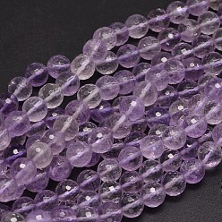Ametrine Faceted Natural Ametrine Round Bead Strands, 10mm, Hole: 1mm, about 37pcs/strand, 15 inch
