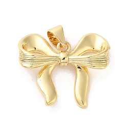 Настоящее золото 18K Стойки обшивки латунные подвески, долговечный, без кадмия и без свинца, бантом, реальный 18 k позолоченный, 18.5x21x4 мм, отверстие : 3.4x4.4 мм