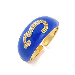 Темно-Синий Номер 3 открытые манжеты из латуни с микропаве из прозрачного циркония, эмалированное кольцо для женщин, без свинца и без кадмия, темно-синий, 9 мм, регулируемый