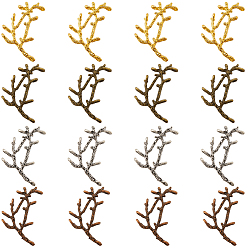 (52) Непрозрачная лаванда 16 шт. 4 цвета сплава многожильные звенья, филиал, разноцветные, 48~48.5x33.5~34.5x5.5 мм, отверстие : 2~2.5 мм, 4 шт / цвет