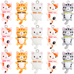 (52) Непрозрачная лаванда 20 шт 5 цвета подвески из смолы, с платиновым железом, кошка, разноцветные, 4 шт / цвет