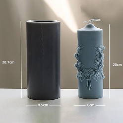 Gray Column with Flower Food Grade DIY Silicone Candle Molds, For Candle Making, Gray, 9.5x20.7cm